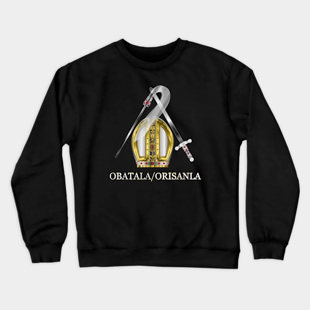 Orisha Obatala Papal Hat Silver Sword and Whisk Crewneck Sweatshirt by geodesyn